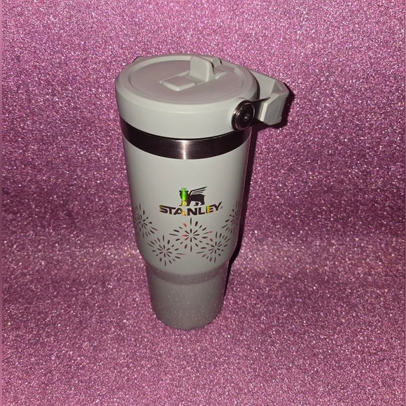 Stanley Other - Stanley Travel Tumbler with Silver Band and Floral Pattern in Pale Green